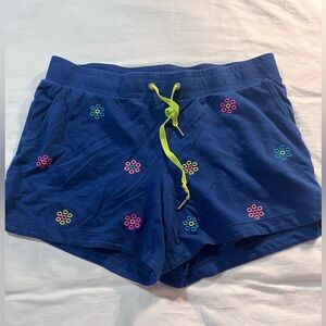 Lilly Pulitzer Blue Shorts with Embroidered Floral Accents